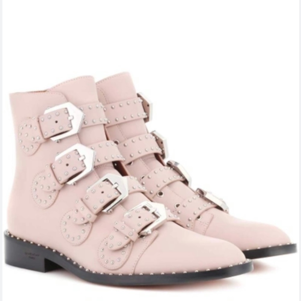 Givenchy Elegant Moto Studded Buckle Ankle Chelsea Boots